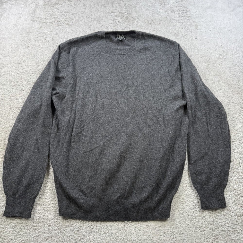 Jos A Bank Sweater Men Medium Grey 100% Cashmere Pullover Soft Traveler Crewneck